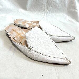 Nicholas Kirkwood Beya mules white leather pointed toe IT 38.5 US 8.5 flat shoes